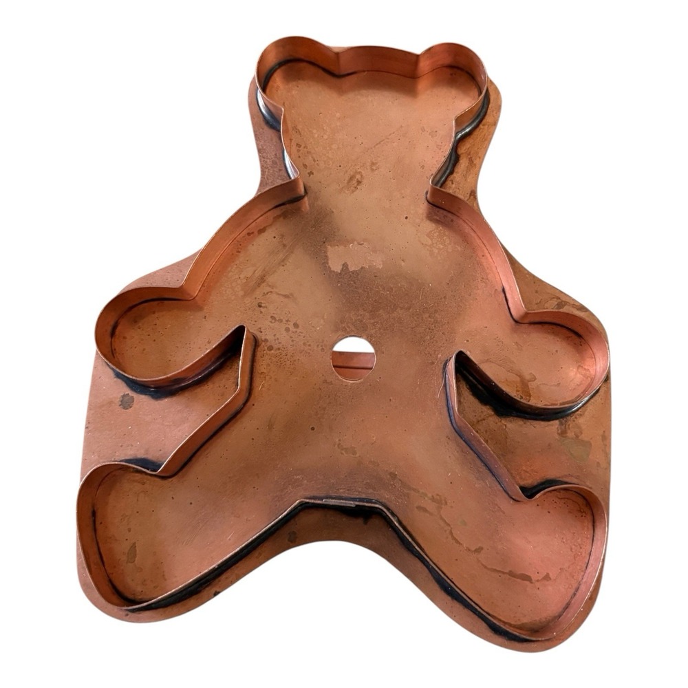 VTG Nordstrom Copper Teddy Bear Cookie Cutter With Handle Baking Decor Extra Lg